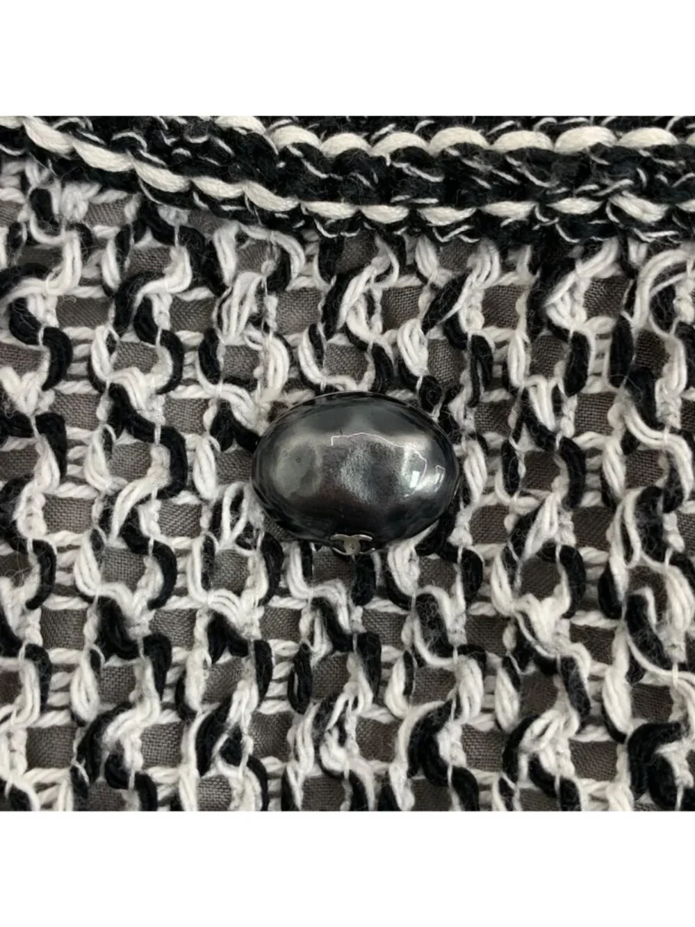 Chanel Black & White Cotton Tweed V-Neck Short-Sleeve Dress